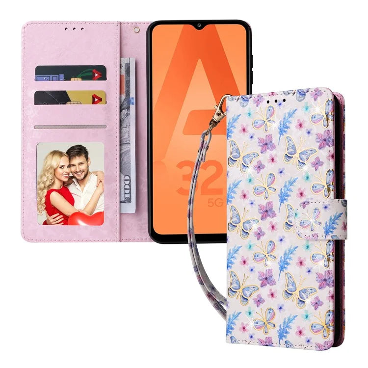 For Samsung Galaxy A32 5G / M32 5G Case RFID Blocking Leather Phone Cover Lacquered Design