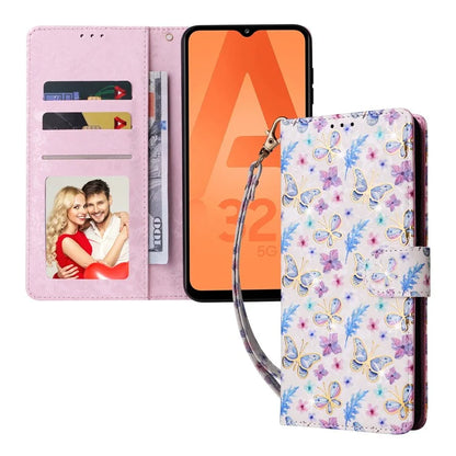 For Samsung Galaxy A32 5G / M32 5G Case RFID Blocking Leather Phone Cover Lacquered Design
