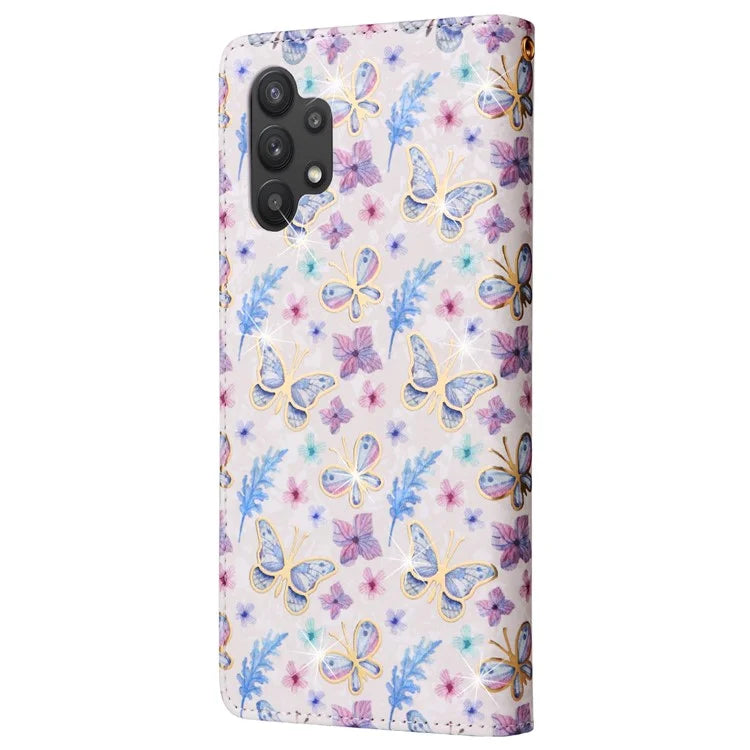 For Samsung Galaxy A32 5G / M32 5G Case RFID Blocking Leather Phone Cover Lacquered Design