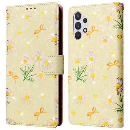 For Samsung Galaxy A32 4G (EU Version) Case Floral Design RFID Blocking Leather Phone Cover