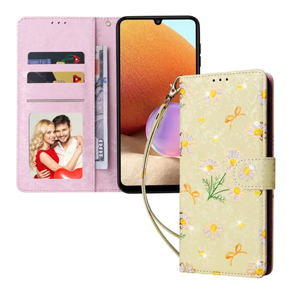 For Samsung Galaxy A32 4G (EU Version) Case Floral Design RFID Blocking Leather Phone Cover