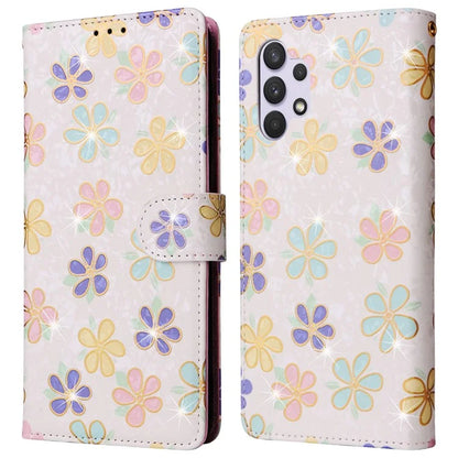 For Samsung Galaxy A32 4G (EU Version) Case Floral Design RFID Blocking Leather Phone Cover