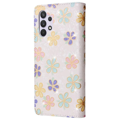 For Samsung Galaxy A32 4G (EU Version) Case Floral Design RFID Blocking Leather Phone Cover