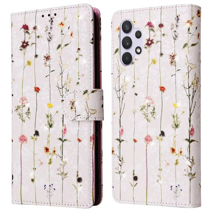 For Samsung Galaxy A32 4G (EU Version) Case Floral Design RFID Blocking Leather Phone Cover