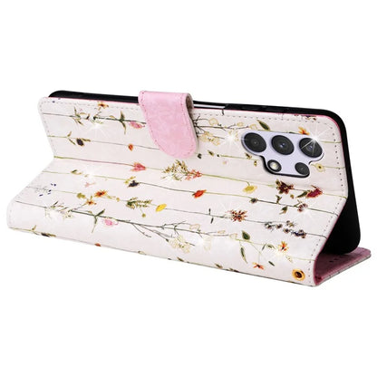 For Samsung Galaxy A32 4G (EU Version) Case Floral Design RFID Blocking Leather Phone Cover