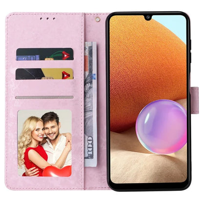 For Samsung Galaxy A32 4G (EU Version) Case Floral Design RFID Blocking Leather Phone Cover