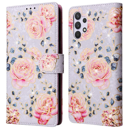 For Samsung Galaxy A32 4G (EU Version) Case Floral Design RFID Blocking Leather Phone Cover