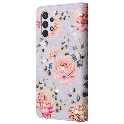 For Samsung Galaxy A32 4G (EU Version) Case Floral Design RFID Blocking Leather Phone Cover