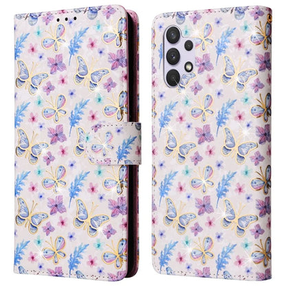 For Samsung Galaxy A32 4G (EU Version) Case Floral Design RFID Blocking Leather Phone Cover