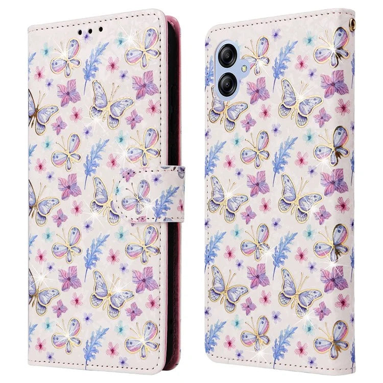 For Samsung Galaxy A04e 4G / F04 4G / M04 4G Case with Hand Strap RFID Blocking Leather Phone Cover
