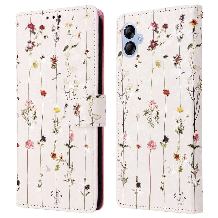 For Samsung Galaxy A04e 4G / F04 4G / M04 4G Case with Hand Strap RFID Blocking Leather Phone Cover