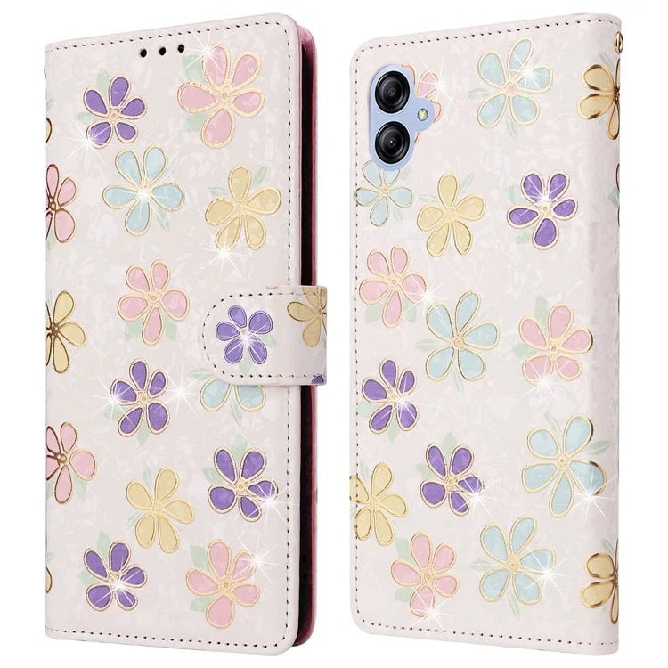 For Samsung Galaxy A04e 4G / F04 4G / M04 4G Case with Hand Strap RFID Blocking Leather Phone Cover