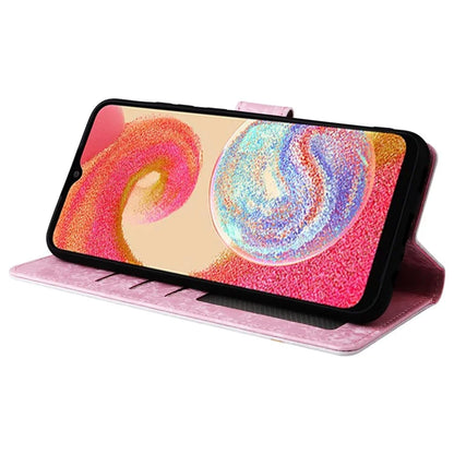 For Samsung Galaxy A04e 4G / F04 4G / M04 4G Case with Hand Strap RFID Blocking Leather Phone Cover