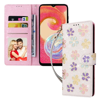 For Samsung Galaxy A04e 4G / F04 4G / M04 4G Case with Hand Strap RFID Blocking Leather Phone Cover