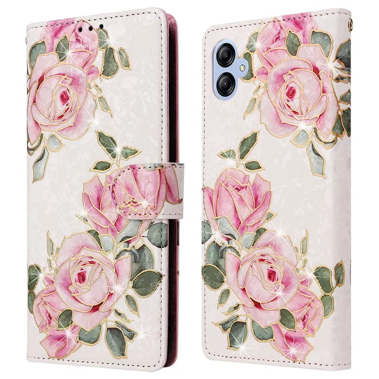 For Samsung Galaxy A04e 4G / F04 4G / M04 4G Case with Hand Strap RFID Blocking Leather Phone Cover