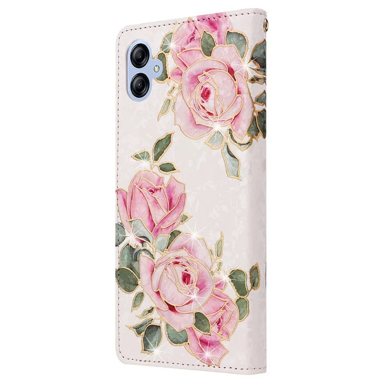 For Samsung Galaxy A04e 4G / F04 4G / M04 4G Case with Hand Strap RFID Blocking Leather Phone Cover