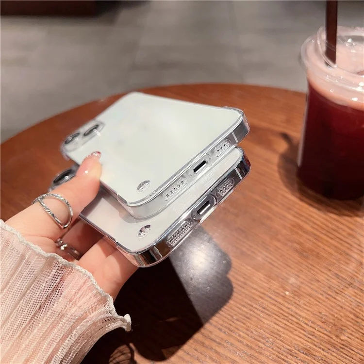 For iPhone 15 Pro Max Case Hard PC Frameless Transparent Phone Cover with Glass Lens Protector