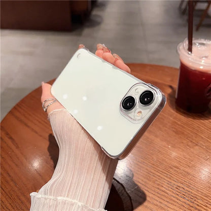 For iPhone 15 Case Hard PC Frameless Transparent Phone Cover with Glass Lens Protector
