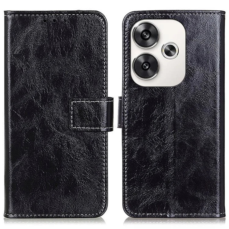 For Xiaomi Poco F6 5G / Redmi Turbo 3 5G Case Leather Wallet Phone Cover Retro Crazy Horse Texture