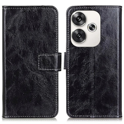 For Xiaomi Poco F6 5G / Redmi Turbo 3 5G Case Leather Wallet Phone Cover Retro Crazy Horse Texture