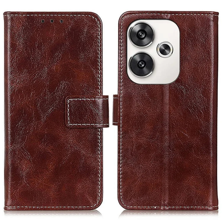 For Xiaomi Poco F6 5G / Redmi Turbo 3 5G Case Leather Wallet Phone Cover Retro Crazy Horse Texture