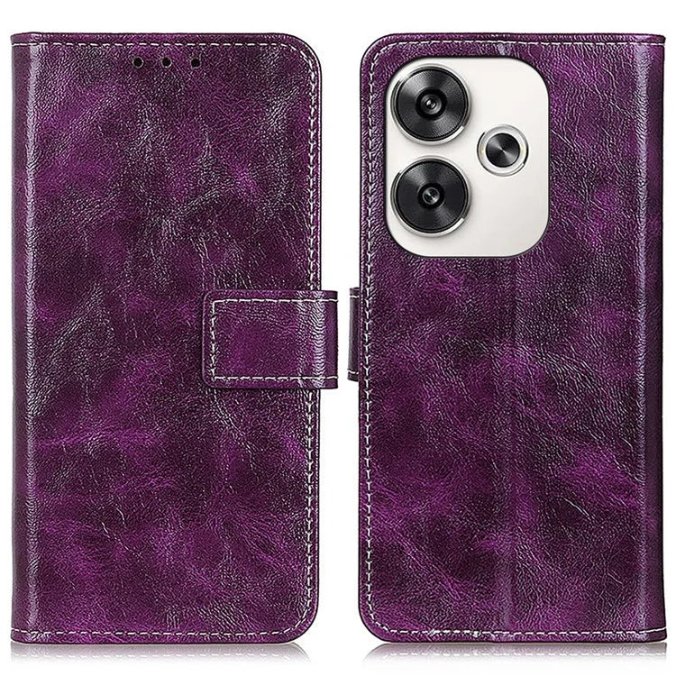 For Xiaomi Poco F6 5G / Redmi Turbo 3 5G Case Leather Wallet Phone Cover Retro Crazy Horse Texture