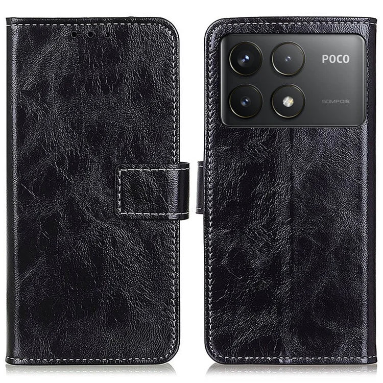 For Xiaomi Poco F6 Pro 5G / Redmi K70 5G / K70 Pro 5G Case Leather Wallet Phone Cover Retro Crazy Horse Texture