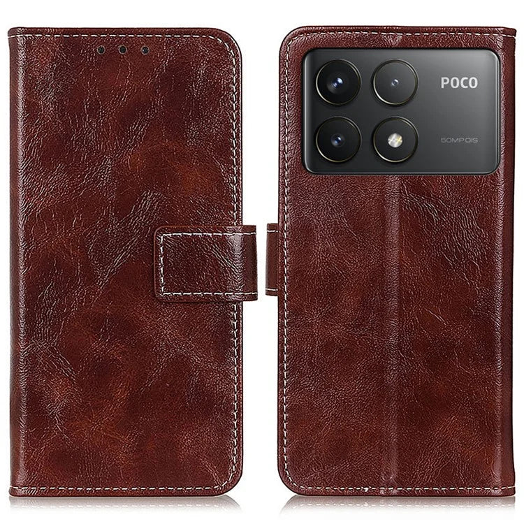 For Xiaomi Poco F6 Pro 5G / Redmi K70 5G / K70 Pro 5G Case Leather Wallet Phone Cover Retro Crazy Horse Texture