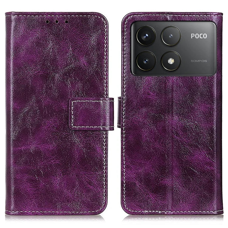 For Xiaomi Poco F6 Pro 5G / Redmi K70 5G / K70 Pro 5G Case Leather Wallet Phone Cover Retro Crazy Horse Texture
