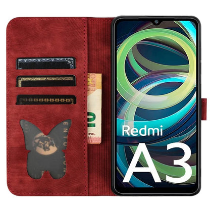 For Xiaomi Redmi A3 / Poco C61 4G Case PU Leather Phone Cover Butterfly Cat Pattern