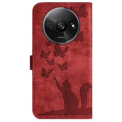 For Xiaomi Redmi A3 / Poco C61 4G Case PU Leather Phone Cover Butterfly Cat Pattern