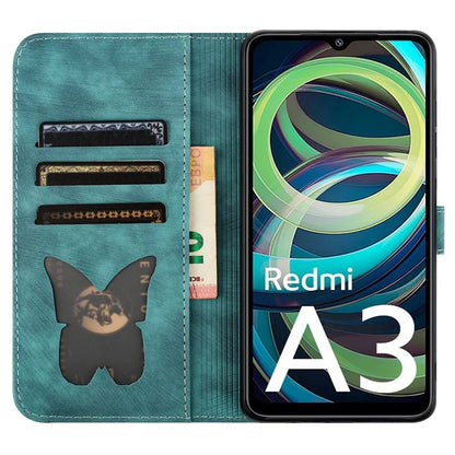 For Xiaomi Redmi A3 / Poco C61 4G Case PU Leather Phone Cover Butterfly Cat Pattern