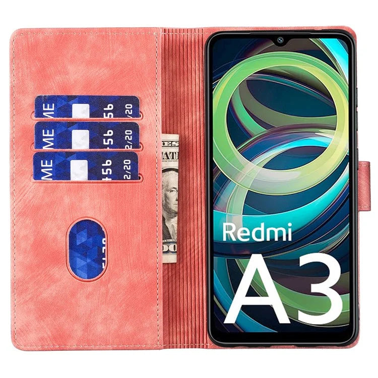 For Xiaomi Redmi A3 / Poco C61 4G Case Flip Stand Leather Phone Cover Cat Love Heart Imprinted