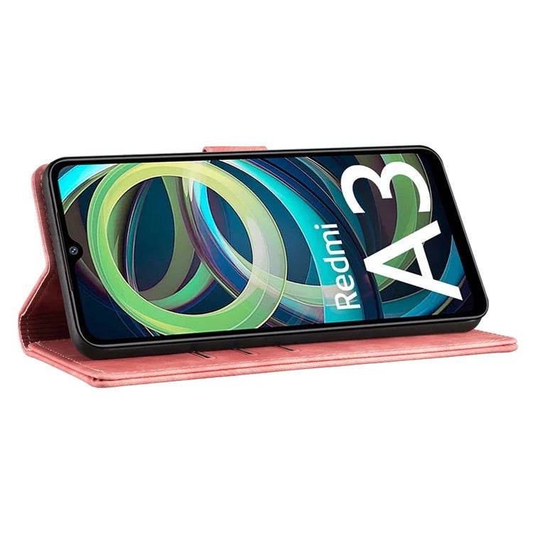 For Xiaomi Redmi A3 / Poco C61 4G Case Flip Stand Leather Phone Cover Cat Love Heart Imprinted
