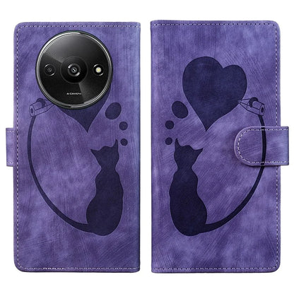 For Xiaomi Redmi A3 / Poco C61 4G Case Flip Stand Leather Phone Cover Cat Love Heart Imprinted
