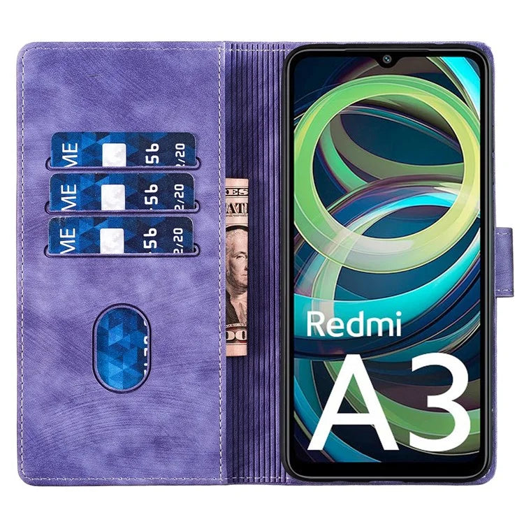 For Xiaomi Redmi A3 / Poco C61 4G Case Flip Stand Leather Phone Cover Cat Love Heart Imprinted