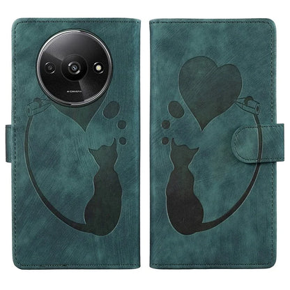 For Xiaomi Redmi A3 / Poco C61 4G Case Flip Stand Leather Phone Cover Cat Love Heart Imprinted