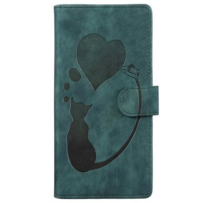 For Xiaomi Redmi A3 / Poco C61 4G Case Flip Stand Leather Phone Cover Cat Love Heart Imprinted