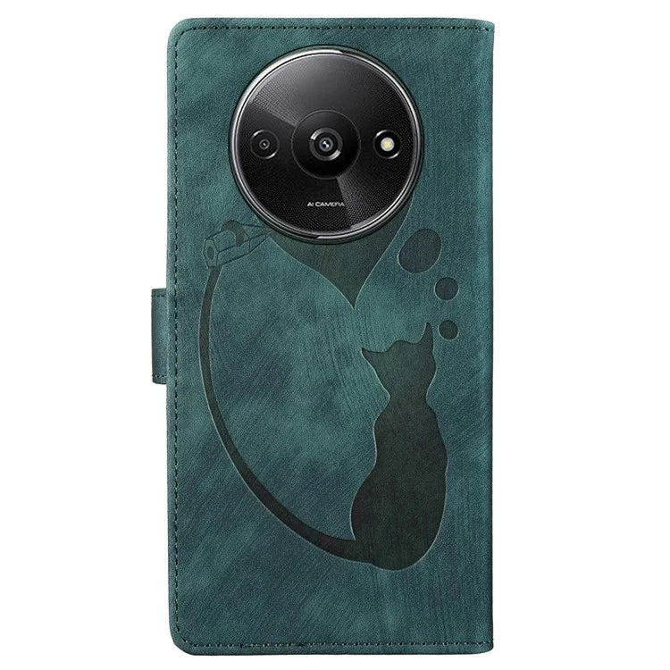 For Xiaomi Redmi A3 / Poco C61 4G Case Flip Stand Leather Phone Cover Cat Love Heart Imprinted