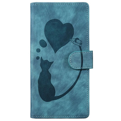 For Xiaomi Redmi A3 / Poco C61 4G Case Flip Stand Leather Phone Cover Cat Love Heart Imprinted