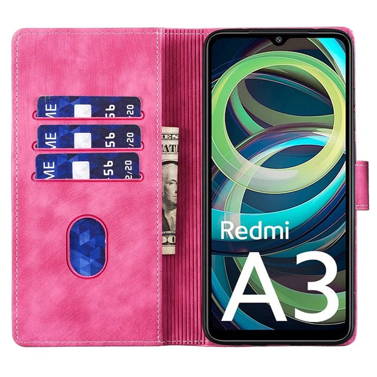 For Xiaomi Redmi A3 / Poco C61 4G Case Flip Stand Leather Phone Cover Cat Love Heart Imprinted