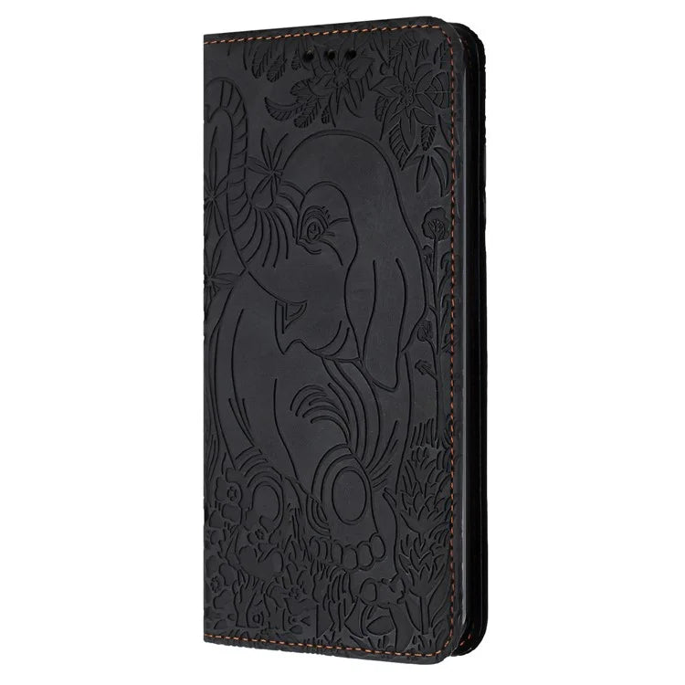 For Xiaomi Redmi A3 / Poco C61 4G Case Elephant Pattern Leather Phone Cover Magnetic Absorption