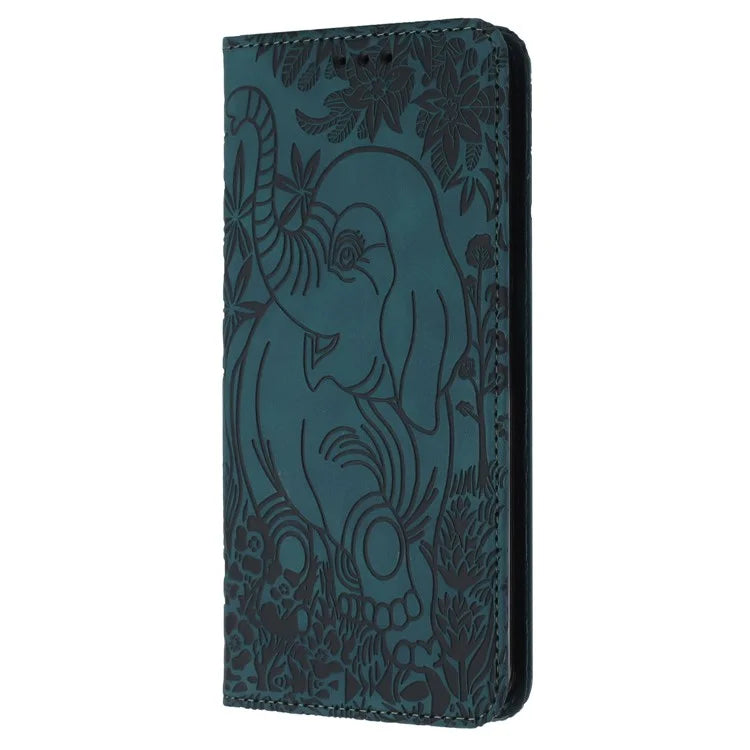 For Xiaomi Redmi A3 / Poco C61 4G Case Elephant Pattern Leather Phone Cover Magnetic Absorption