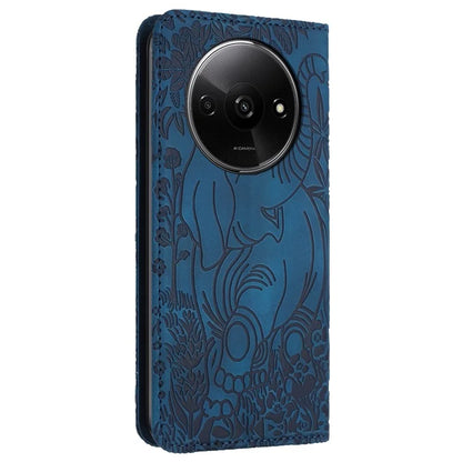 For Xiaomi Redmi A3 / Poco C61 4G Case Elephant Pattern Leather Phone Cover Magnetic Absorption