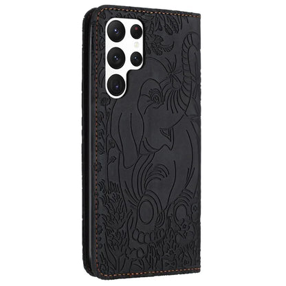 For Samsung Galaxy S23 Ultra Case Elephant Pattern Wallet PU Leather Book Style Phone Cover