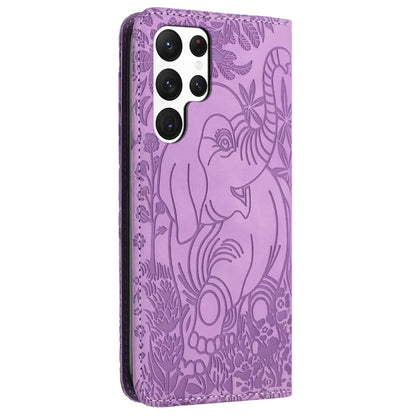For Samsung Galaxy S23 Ultra Case Elephant Pattern Wallet PU Leather Book Style Phone Cover
