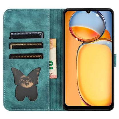For Xiaomi Redmi 13C 4G / 5G / 13R 5G / Poco M6 5G / Poco C65 4G Case Cat Butterfly Imprinted Leather Magnetic Clasp Phone Cover