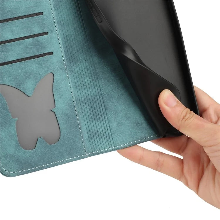 For Xiaomi Redmi 13C 4G / 5G / 13R 5G / Poco M6 5G / Poco C65 4G Case Cat Butterfly Imprinted Leather Magnetic Clasp Phone Cover