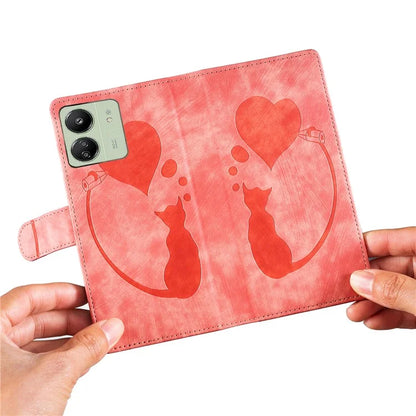 For Xiaomi Redmi 13C 4G / 5G / 13R 5G / Poco M6 5G / Poco C65 4G Case Cute Cat Imprint PU Leather Wallet Phone Cover