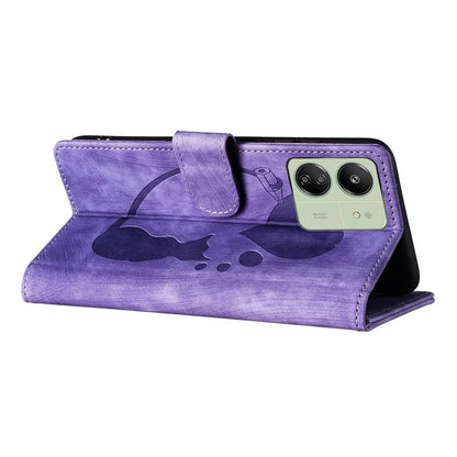 For Xiaomi Redmi 13C 4G / 5G / 13R 5G / Poco M6 5G / Poco C65 4G Case Cute Cat Imprint PU Leather Wallet Phone Cover